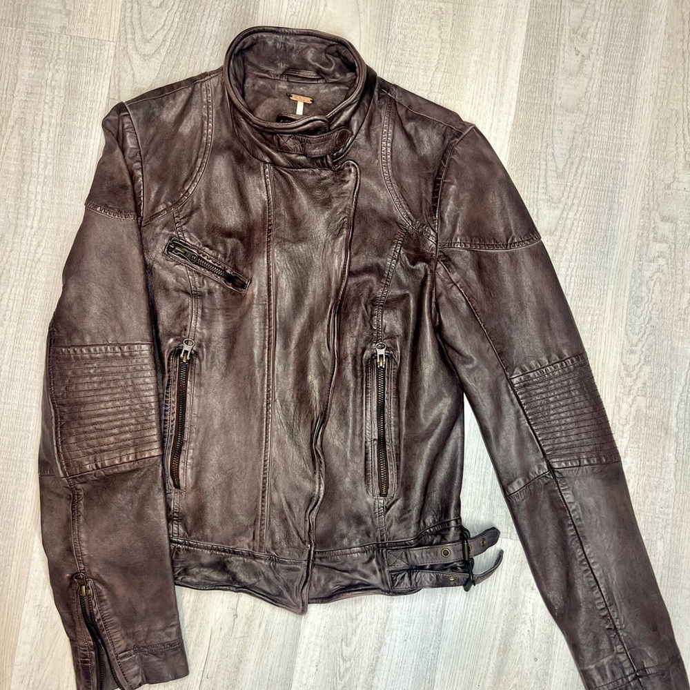 Free People Genuine Leather Moto Jacket
